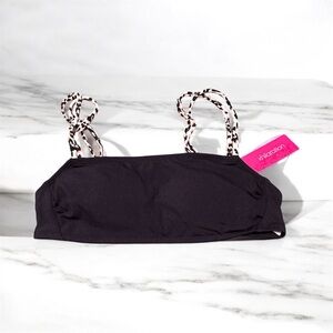 🛍️ Xhilaration Black Bikini Top with Patterned Straps